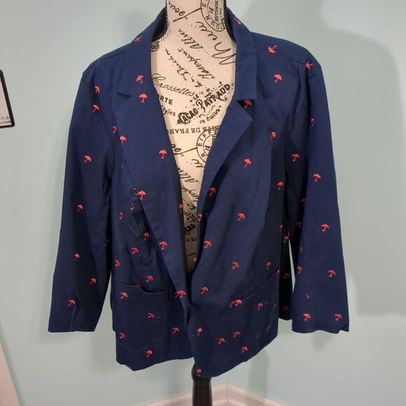 Modcloth Legendary Lifestyle Umbrella Blazer Cotton Blend Size 26 3/4 sleeve - Picture 1 of 6